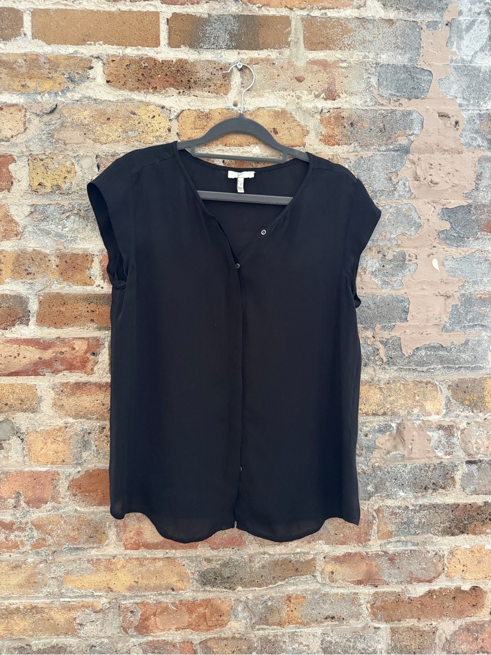 Joie Black Cap-Sleeve V-Neck Blouse